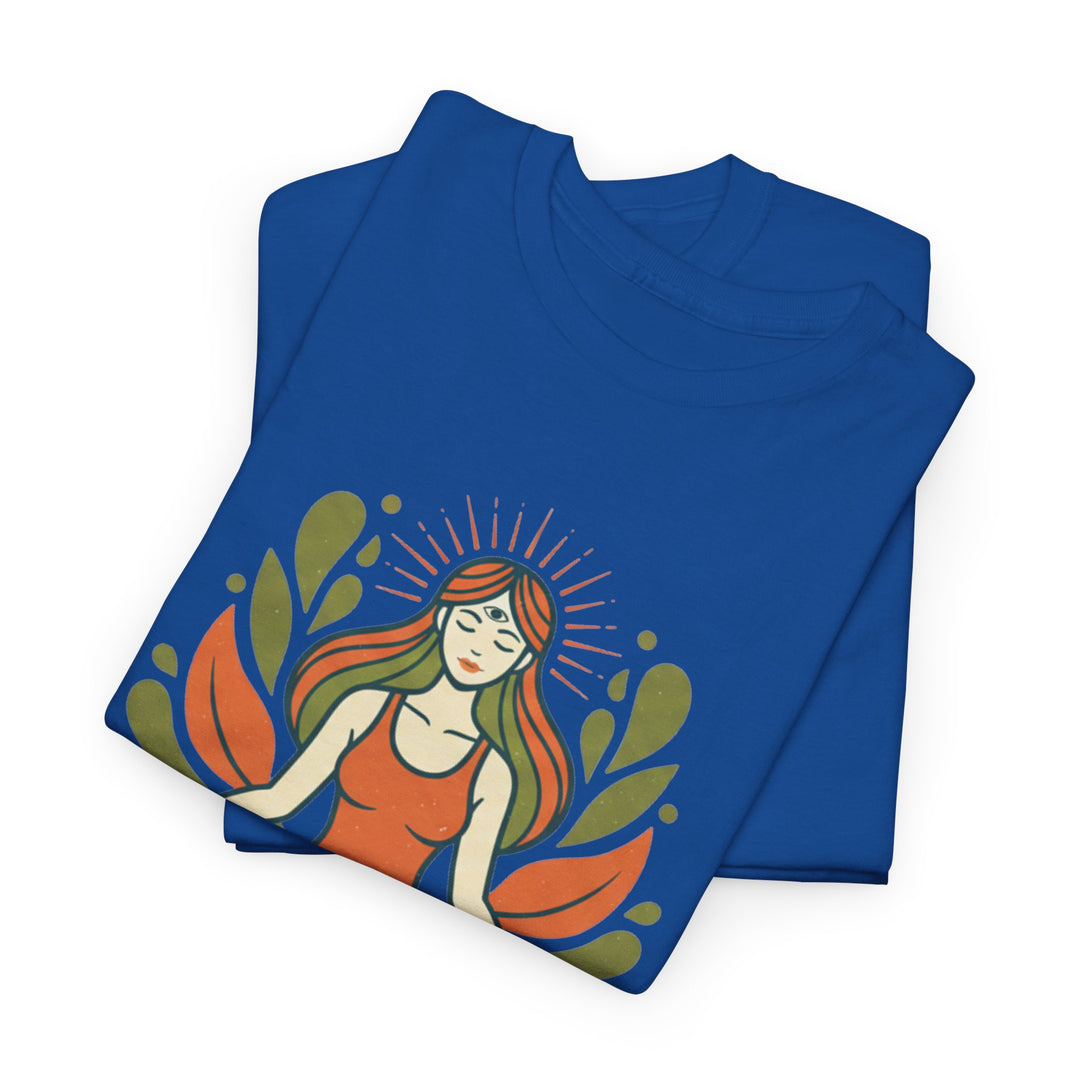 Yoga Meditation Tee – soft, breathable cotton designed for meditation and yoga practice. Comfortable, relaxed fit perfect for studio or casual wear.