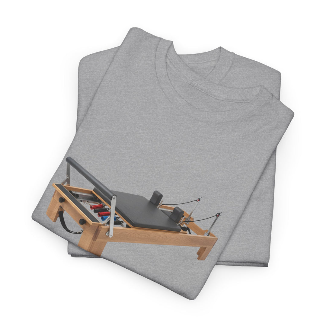 Pilates Reformer Tee – soft, breathable cotton designed for Pilates sessions. Comfortable, flexible, and perfect for reformer workouts or casual wear.