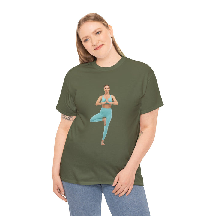 Yoga Pose Tee – soft, breathable cotton featuring a stylish yoga pose design. Perfect for yoga practice, meditation, or casual mindful lifestyle wear.