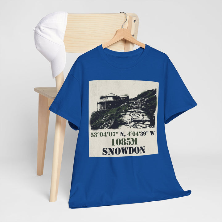 Snowdon 1085m Vintage Summit Tee — Mountain Coordinates Graphic T‑Shirt