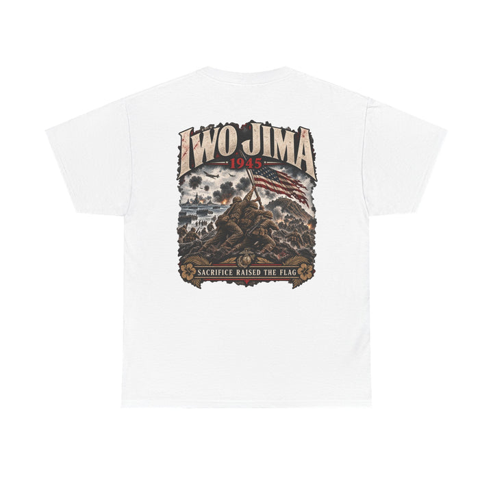 Iwo Jima 1945 Memorial T-Shirt — Sacrifice Raises the Flag Graphic Tee