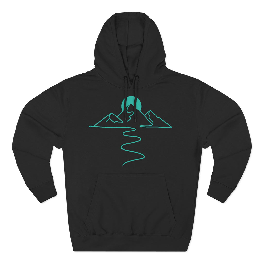 Black hoodie by S&amp;W Gallus featuring a simple mountain range graphic on the chest.