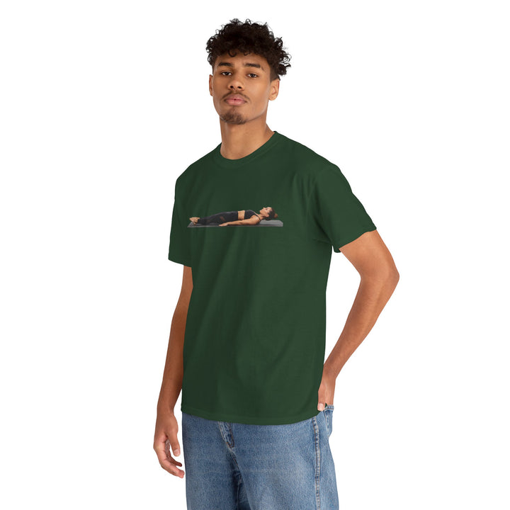 Yoga Savasana Pose Tee – soft, breathable cotton featuring the iconic Savasana pose. Perfect for yoga practice, meditation, or casual, mindful lifestyle wear.
