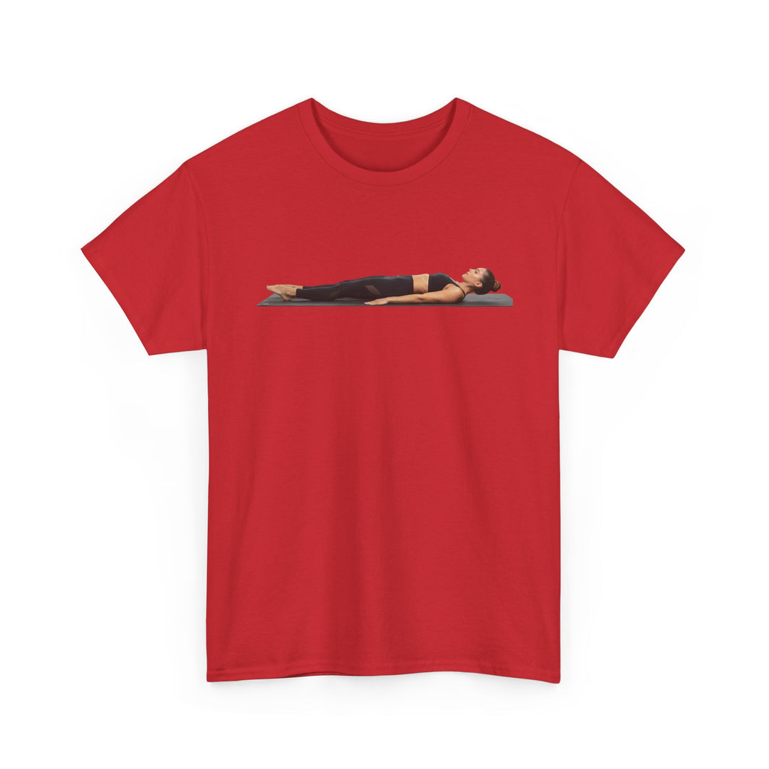 Yoga Savasana Pose Tee – soft, breathable cotton featuring the iconic Savasana pose. Perfect for yoga practice, meditation, or casual, mindful lifestyle wear.