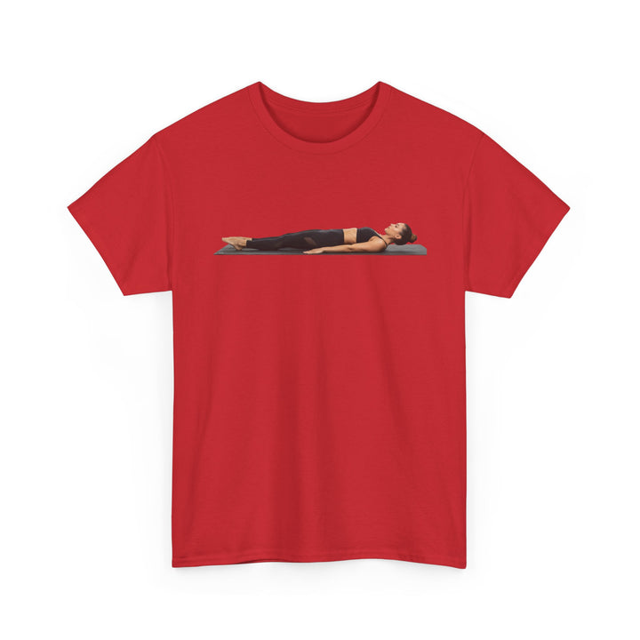 Yoga Savasana Pose Tee – soft, breathable cotton featuring the iconic Savasana pose. Perfect for yoga practice, meditation, or casual, mindful lifestyle wear.