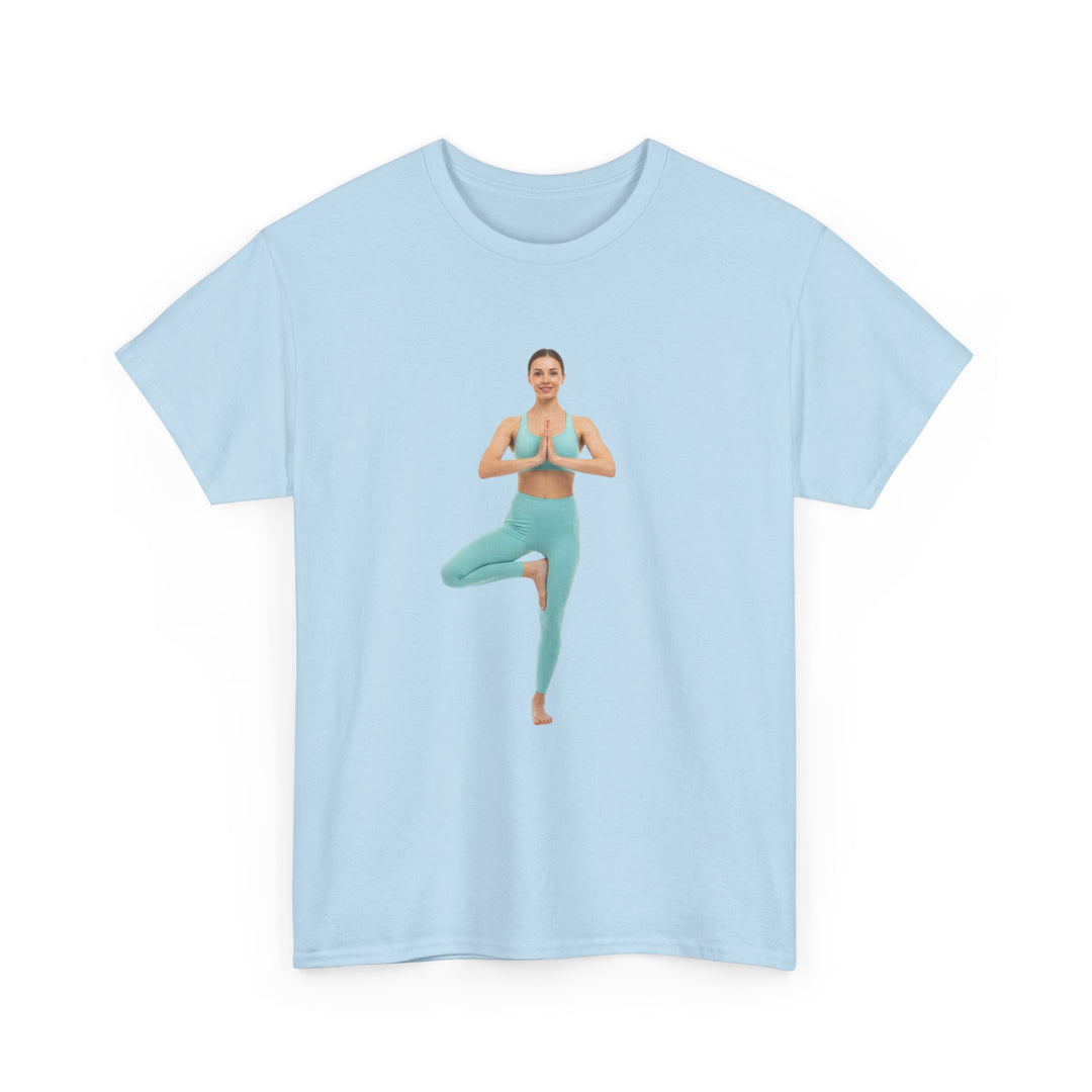 Yoga Pose Tee – soft, breathable cotton featuring a stylish yoga pose design. Perfect for yoga practice, meditation, or casual mindful lifestyle wear.