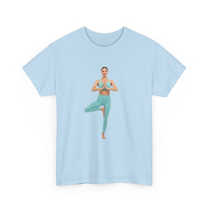 Yoga Pose Tee – soft, breathable cotton featuring a stylish yoga pose design. Perfect for yoga practice, meditation, or casual mindful lifestyle wear.