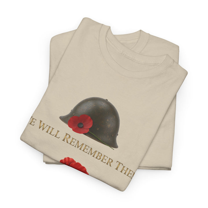 Poppy &amp; Helmet T-Shirt — Remembrance Floral Military Tribute Tee