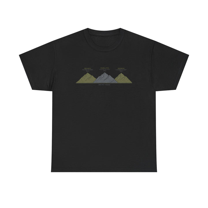 Three Peaks Challenge Graphic T-Shirt — Retro UK Mountain Hiking Tee