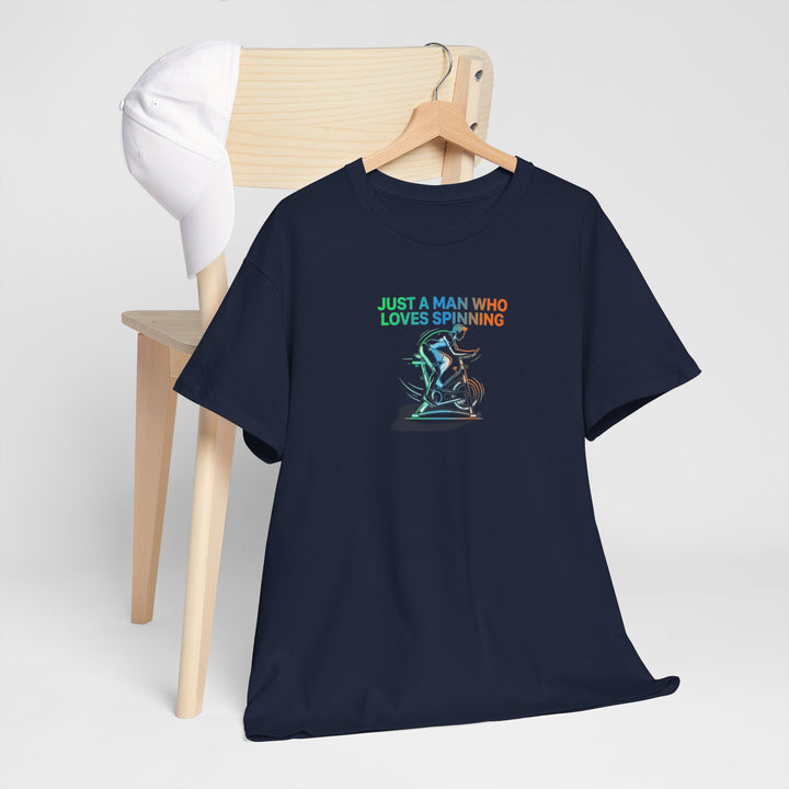 Spinner Enthusiast T-Shirt — "Just a Man Who Loves Spinning" Graphic Tee