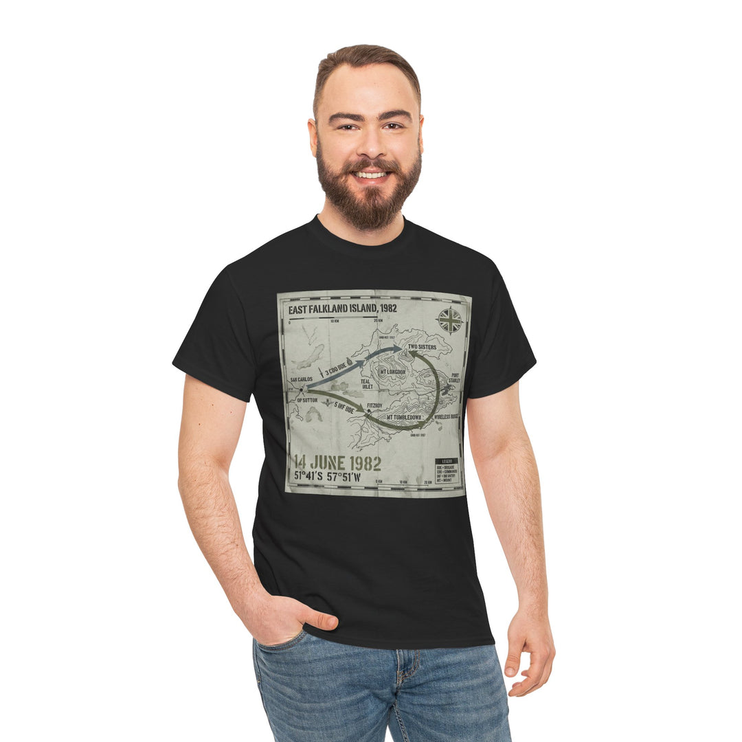 East Falkland 1982 Map T-Shirt — Port Stanley Victory Graphic