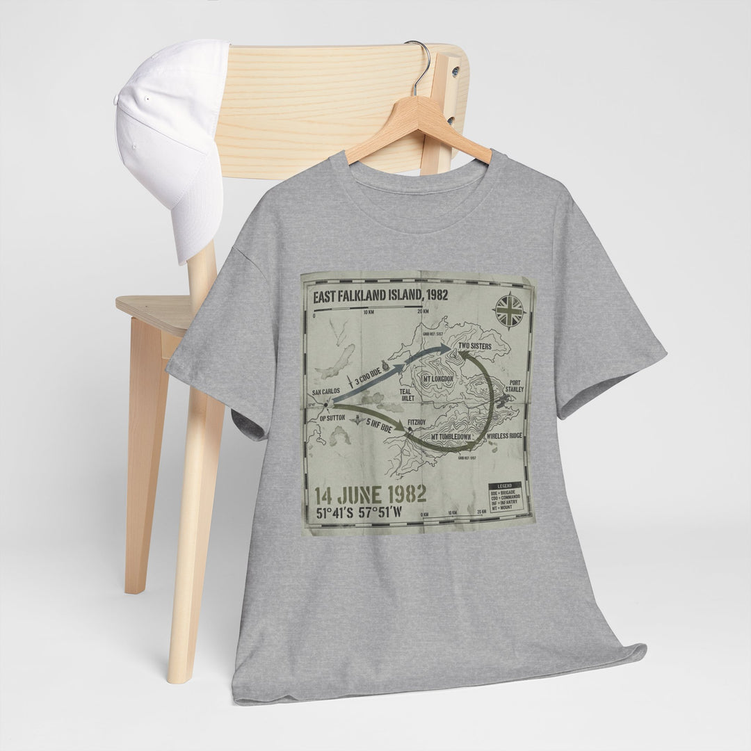 East Falkland 1982 Map T-Shirt — Port Stanley Victory Graphic