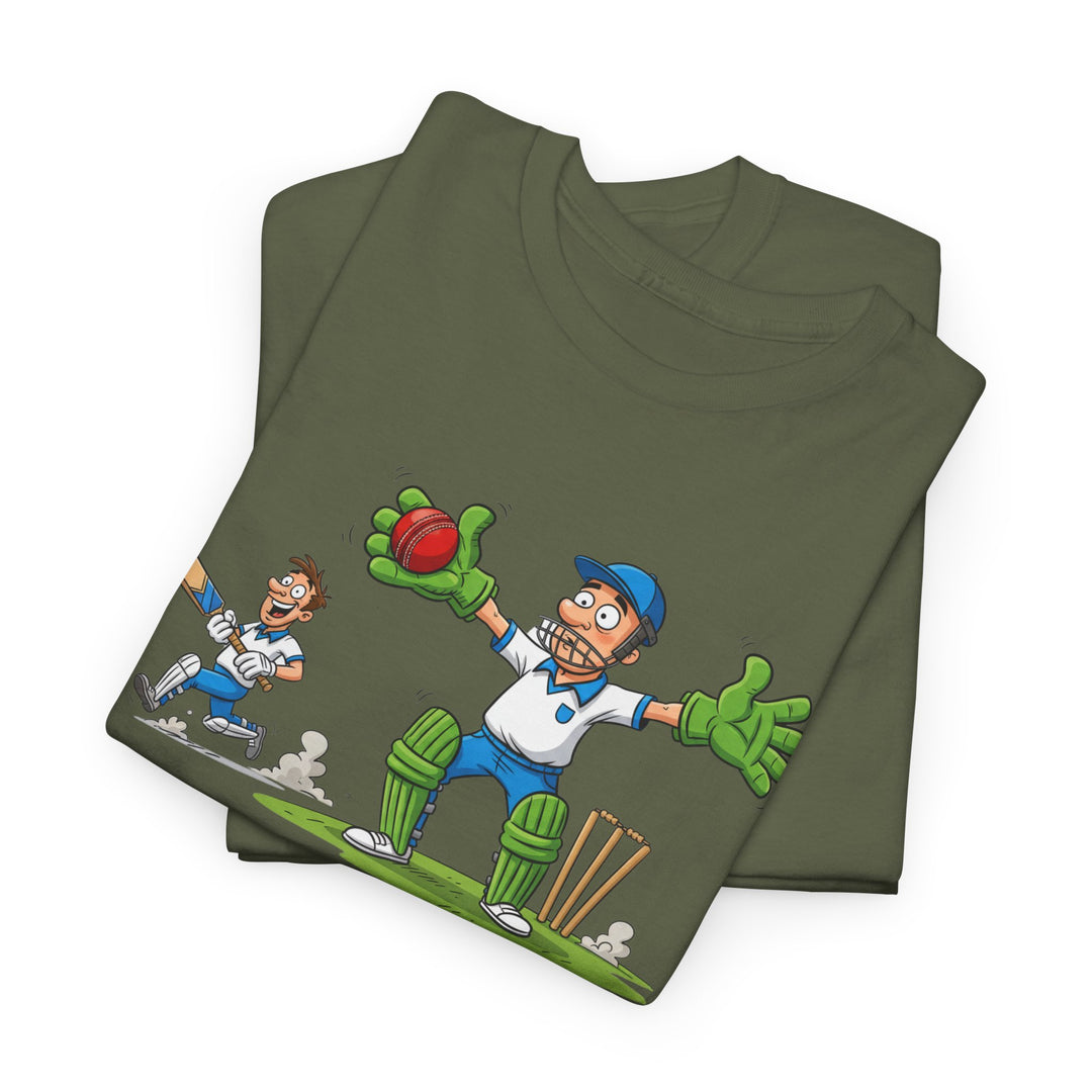 Cricket Catch Graphic Cartoon T-Shirt