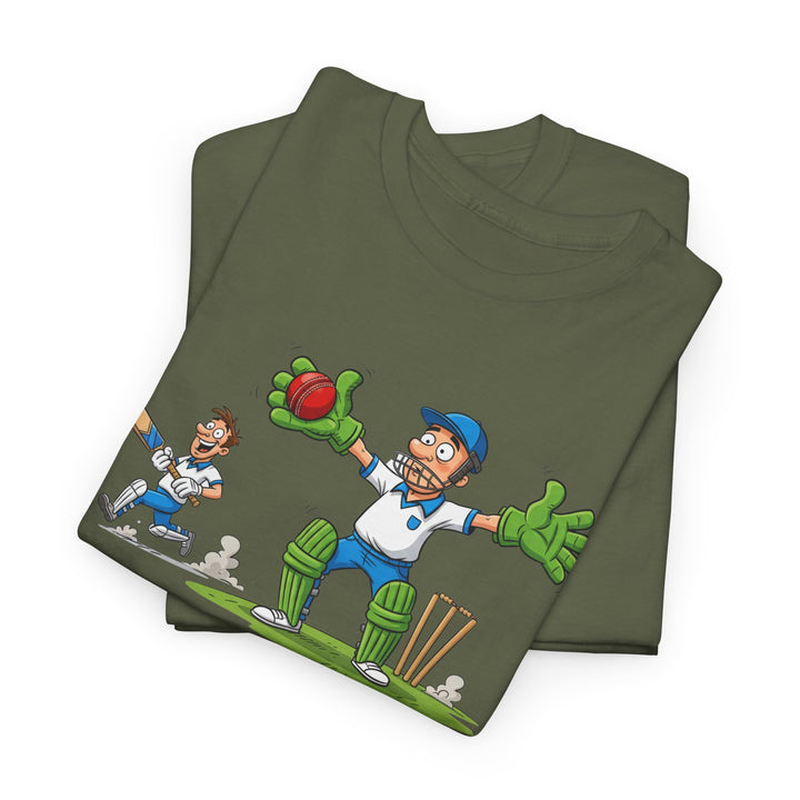 Cricket Catch Graphic Cartoon T-Shirt