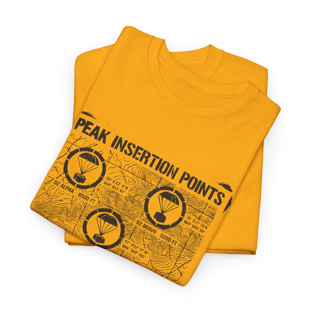 Retro Mountain Schematic Graphic T-Shirt — Technical Diagram Hiking Tee