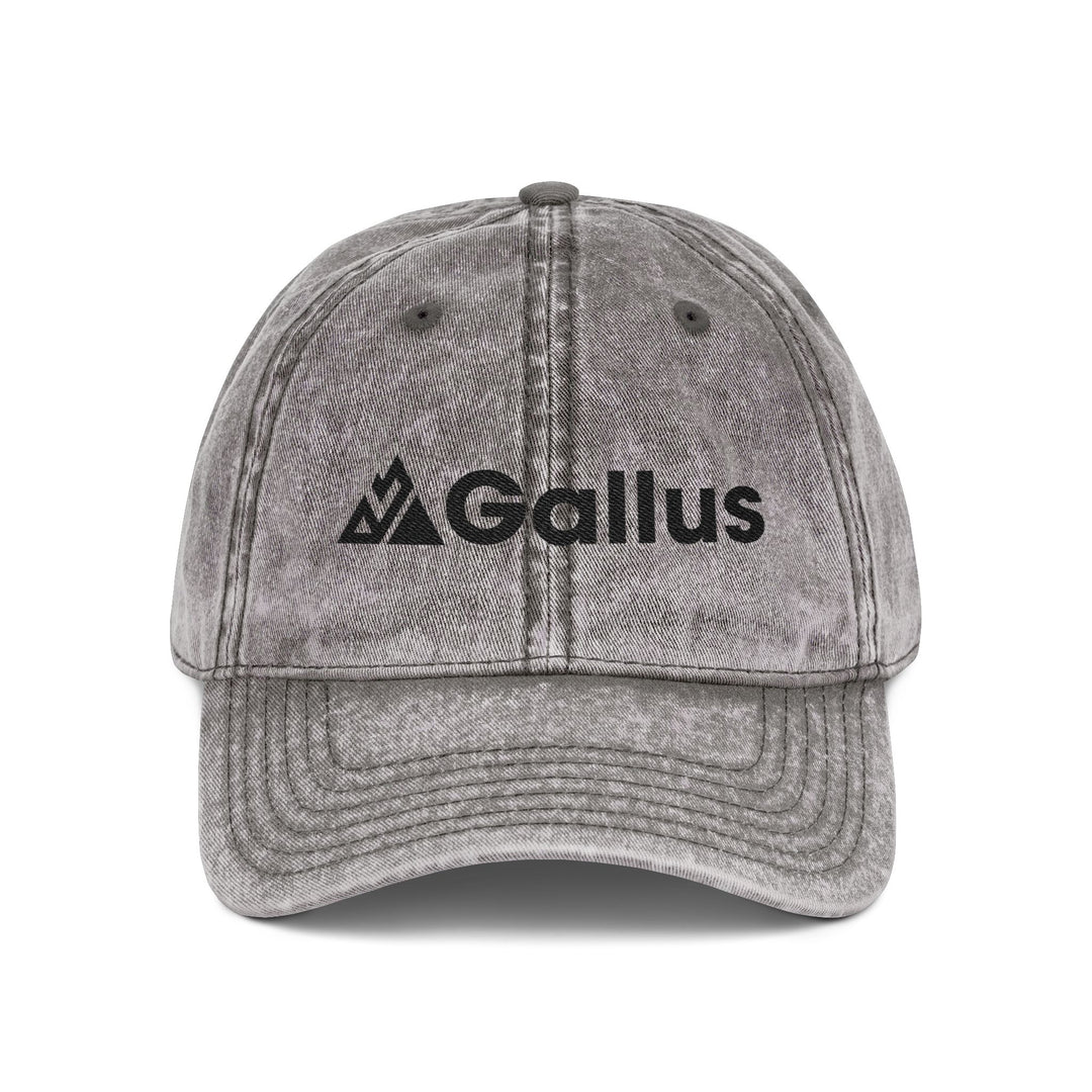 Vintage Embroidered Cap – Distressed Gray ‘GALLUS’ Patch Hat