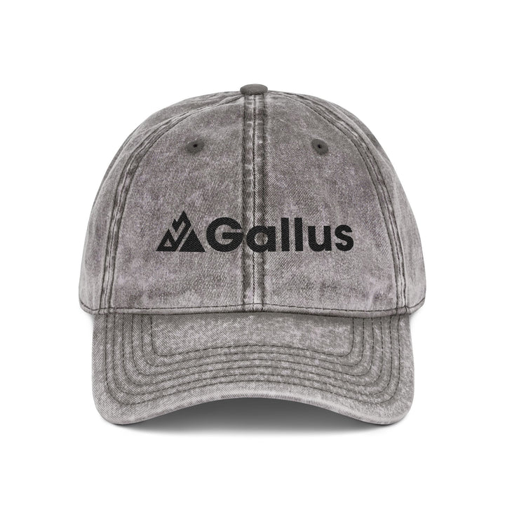 Vintage Embroidered Cap – Distressed Gray ‘GALLUS’ Patch Hat