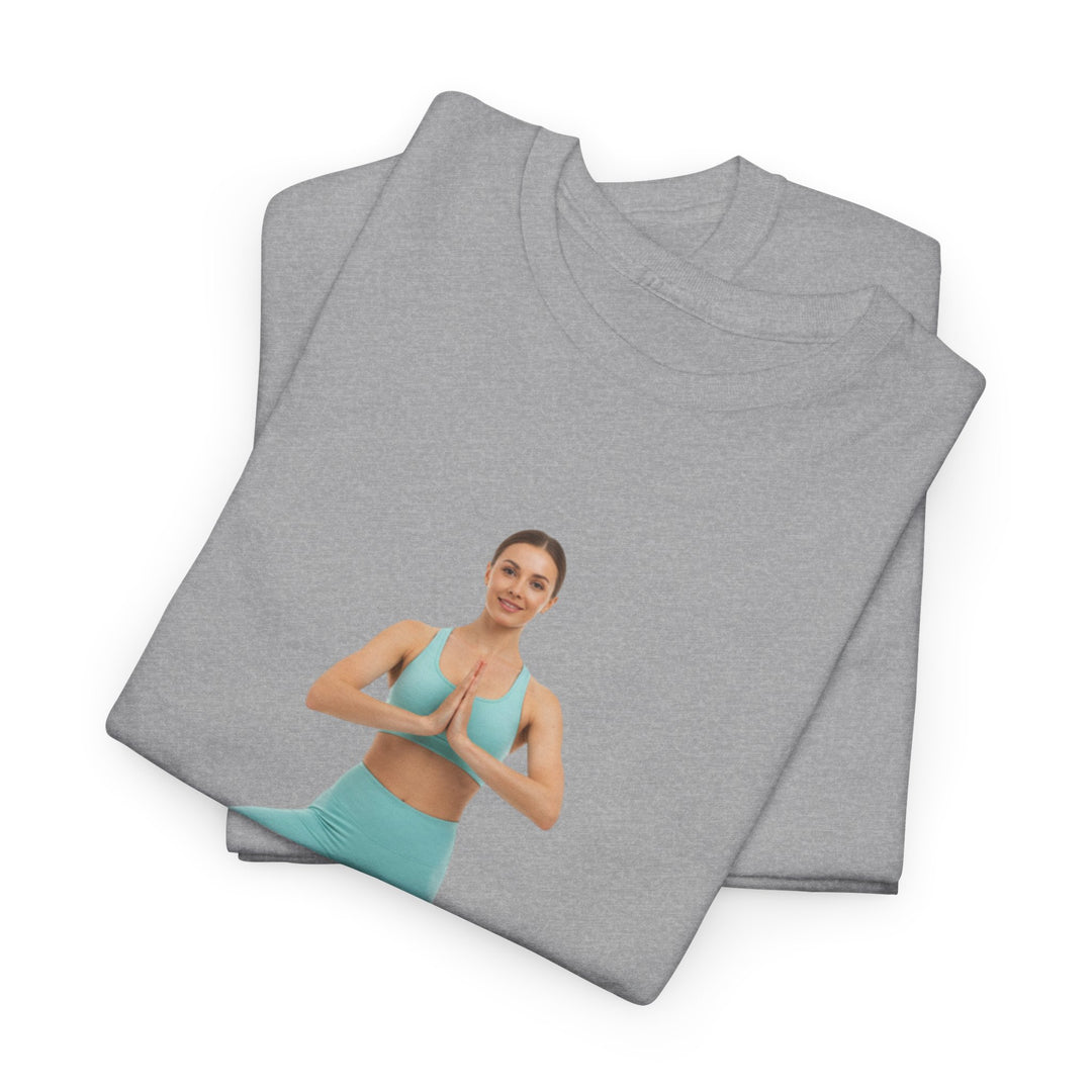 Yoga Pose Tee – soft, breathable cotton featuring a stylish yoga pose design. Perfect for yoga practice, meditation, or casual mindful lifestyle wear.