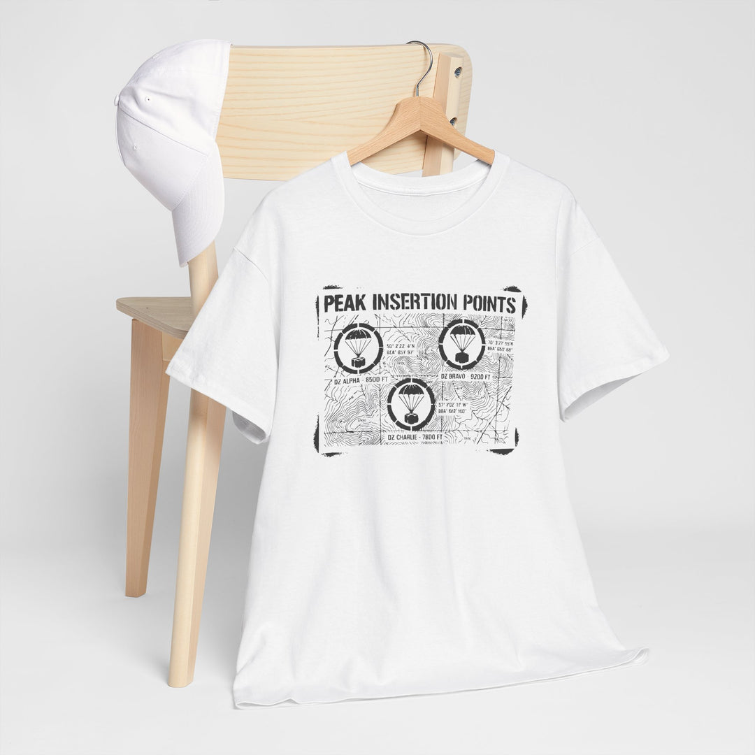 Retro Mountain Schematic Graphic T-Shirt — Technical Diagram Hiking Tee