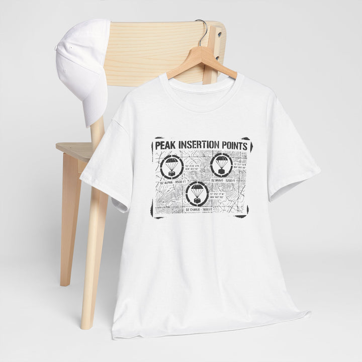 Retro Mountain Schematic Graphic T-Shirt — Technical Diagram Hiking Tee