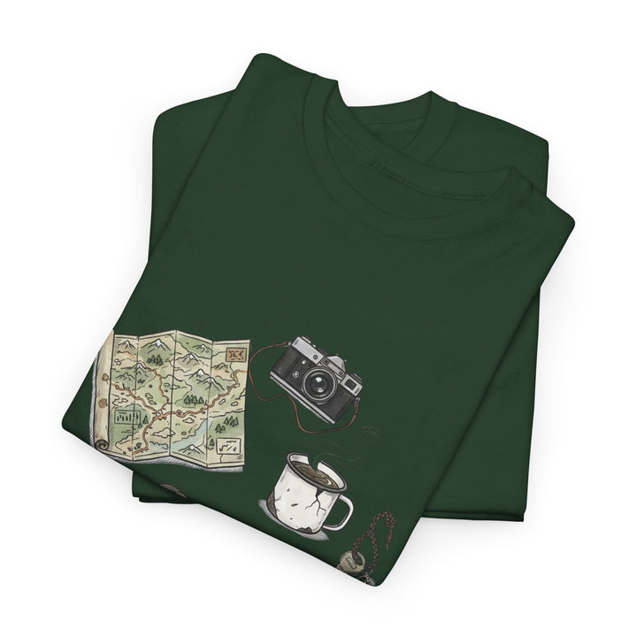 Retro Mountain Camping Gear Graphic T-Shirt - Outdoor Adventure Tee