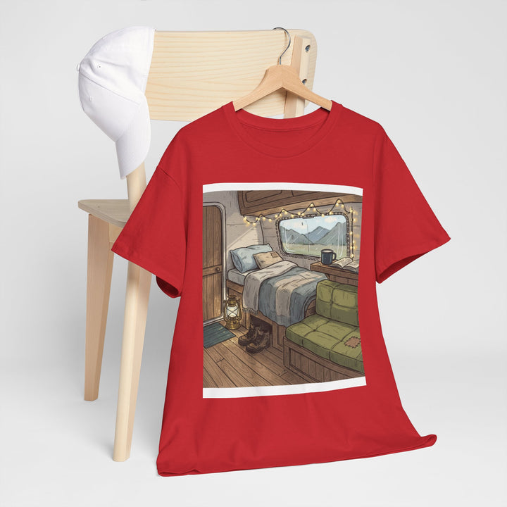 Retro Van Life Interior Graphic T-Shirt - Cozy Camper Van Aesthetic Tee