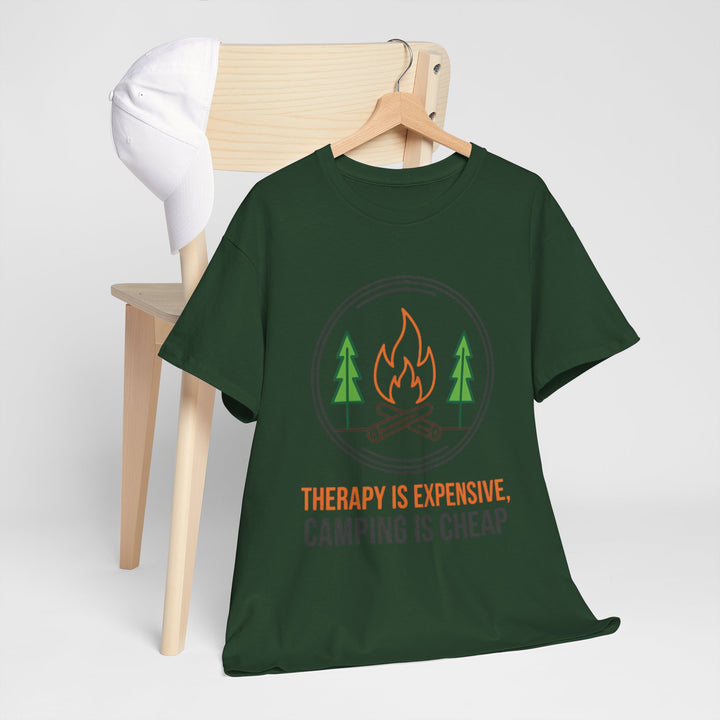Funny Camping Therapy T-Shirt — Retro Campfire Graphic Adventure Tee
