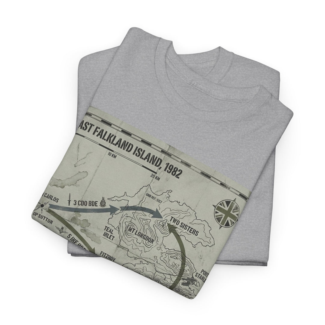 East Falkland 1982 Map T-Shirt — Port Stanley Victory Graphic