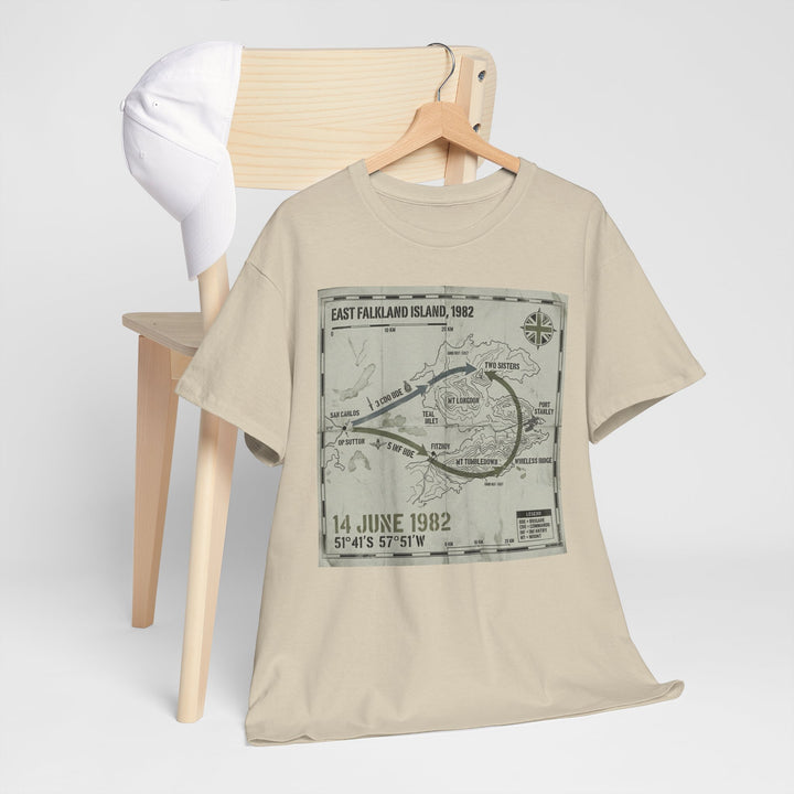 East Falkland 1982 Map T-Shirt — Port Stanley Victory Graphic