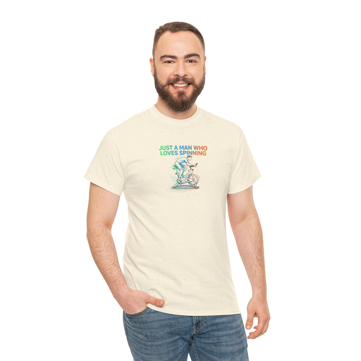 Spinner Enthusiast T-Shirt — "Just a Man Who Loves Spinning" Graphic Tee