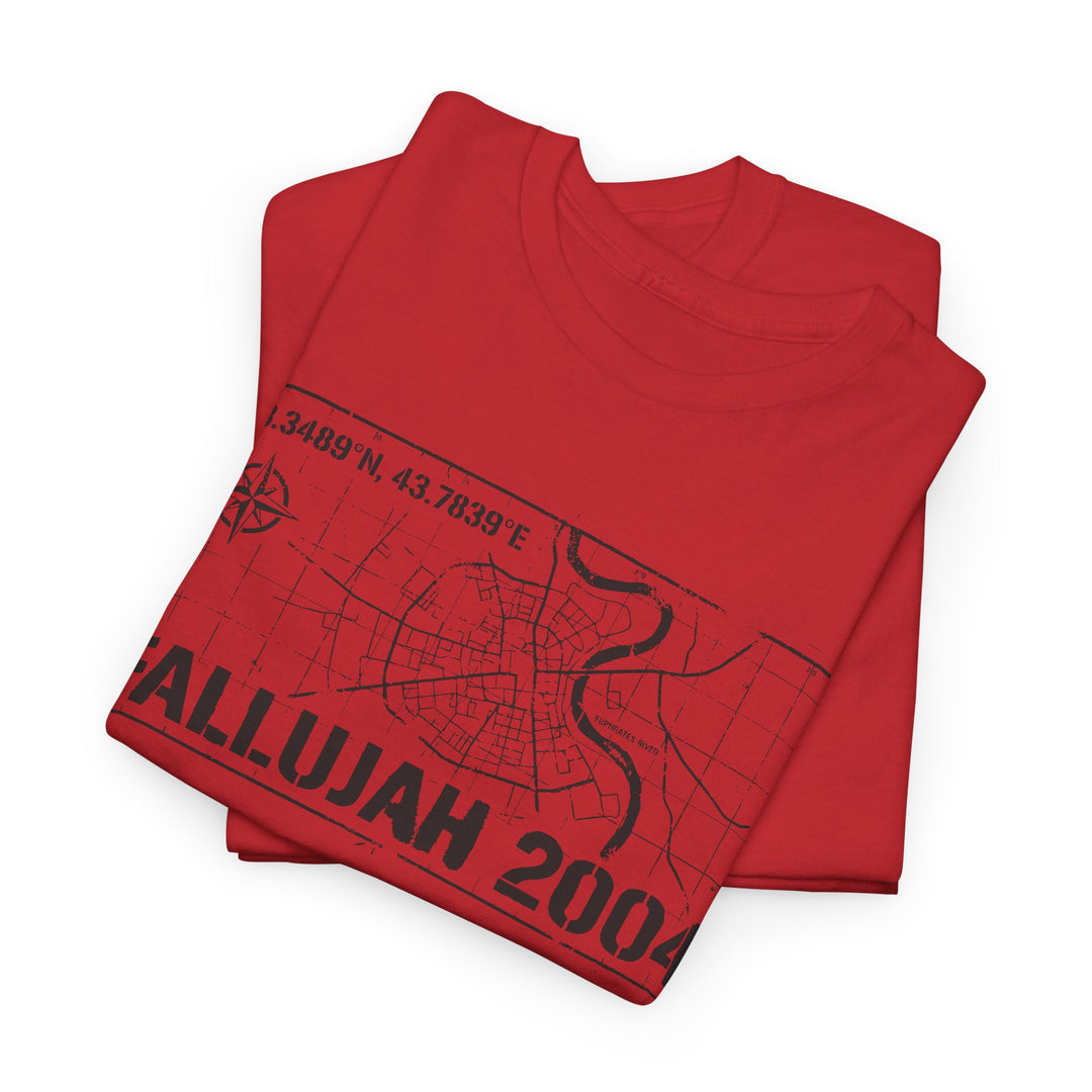 Fallujah 2004 Map Tee — Military Deployment Memorial T-Shirt