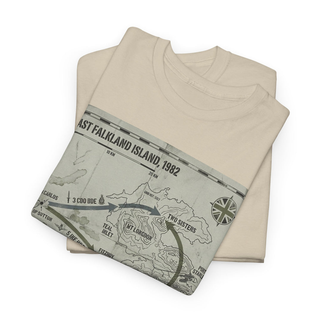 East Falkland 1982 Map T-Shirt — Port Stanley Victory Graphic