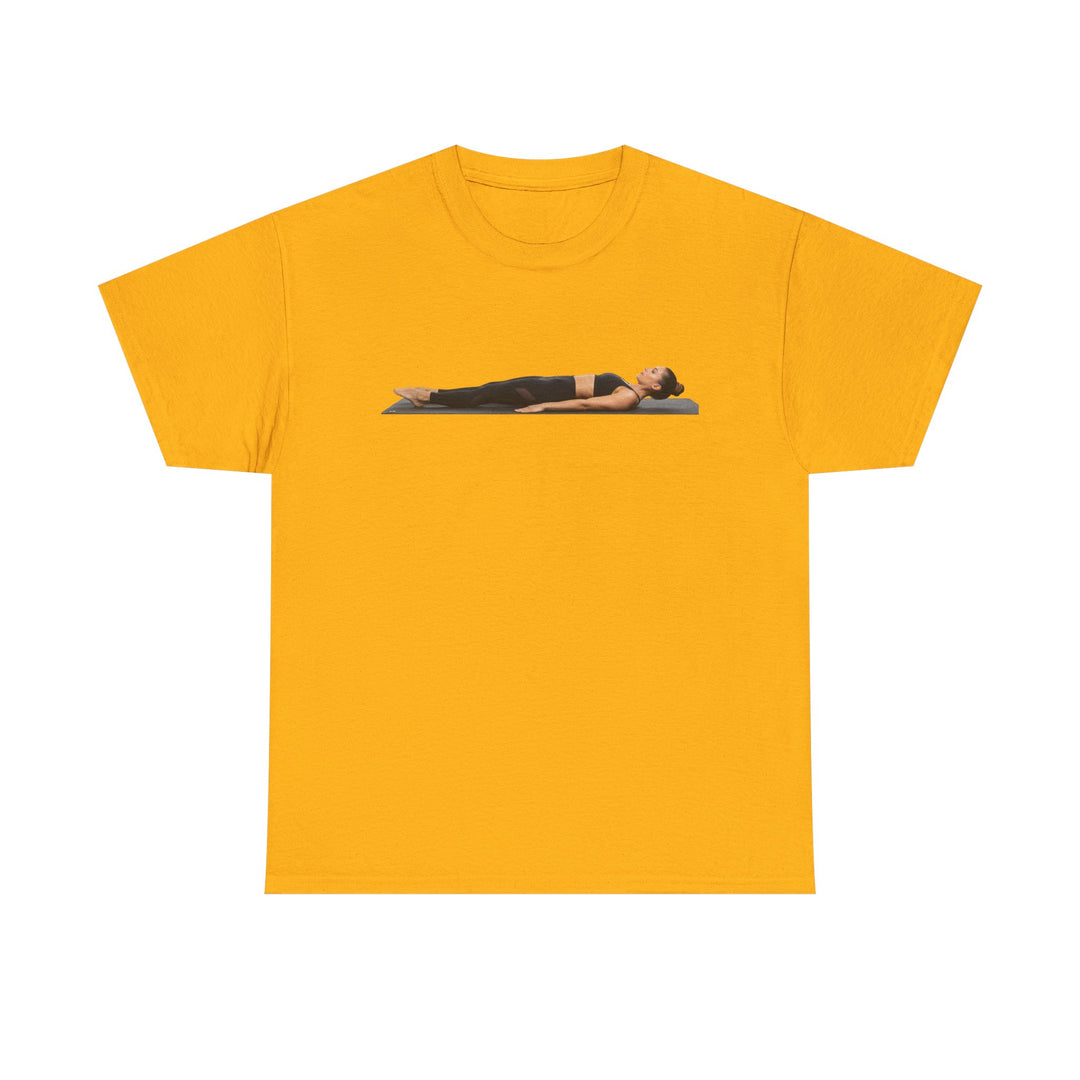 Yoga Savasana Pose Tee – soft, breathable cotton featuring the iconic Savasana pose. Perfect for yoga practice, meditation, or casual, mindful lifestyle wear.