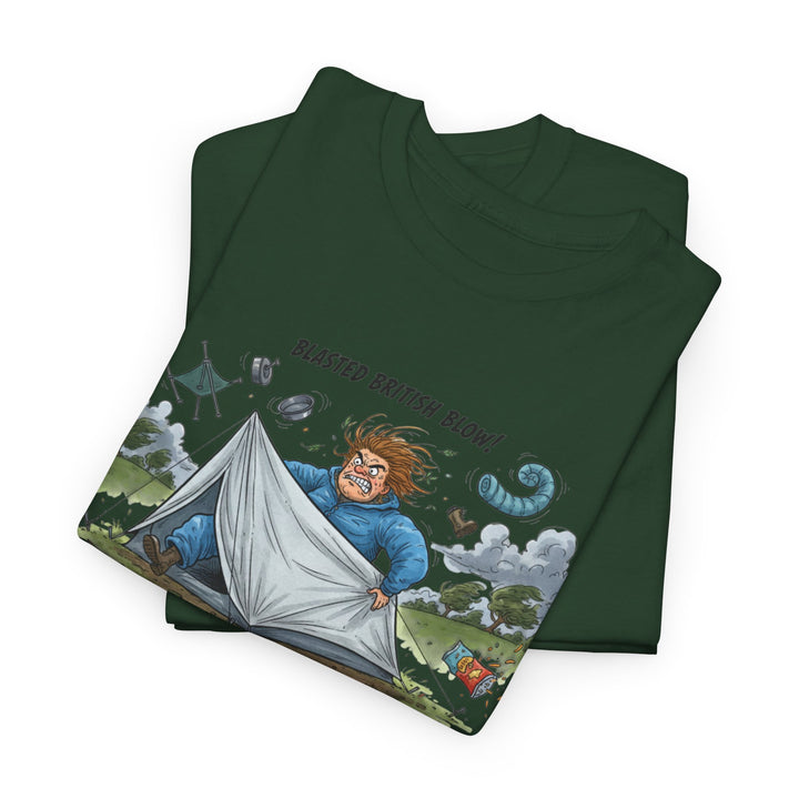 Blasted British Blow Graphic T-Shirt — Retro UK Camping Adventure Tee