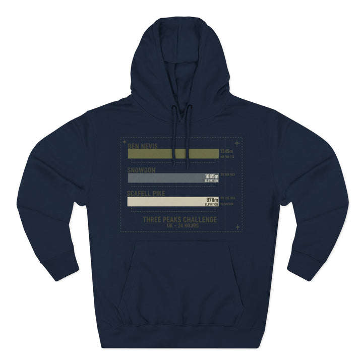Three Peaks Challenge Hoodie — Retro Ben Nevis, Scafell Pike &amp; Snowdon Pullover