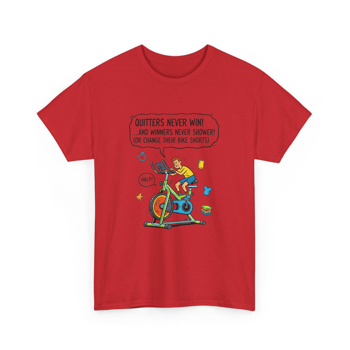 Spin Motivational Tee – soft, breathable cotton featuring an inspiring cycling graphic. Perfect for spin classes, workouts, and active lifestyle wear.