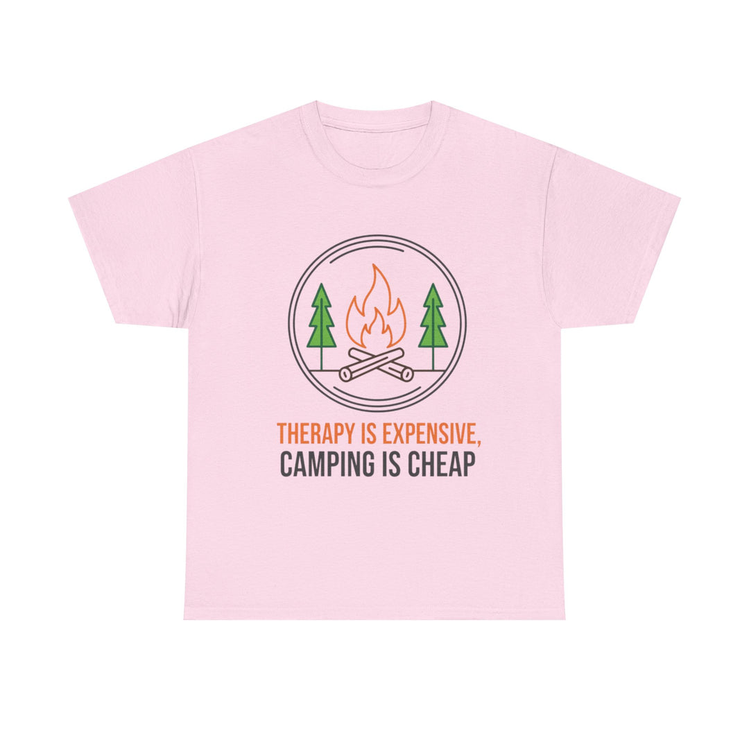 Funny Camping Therapy T-Shirt — Retro Campfire Graphic Adventure Tee