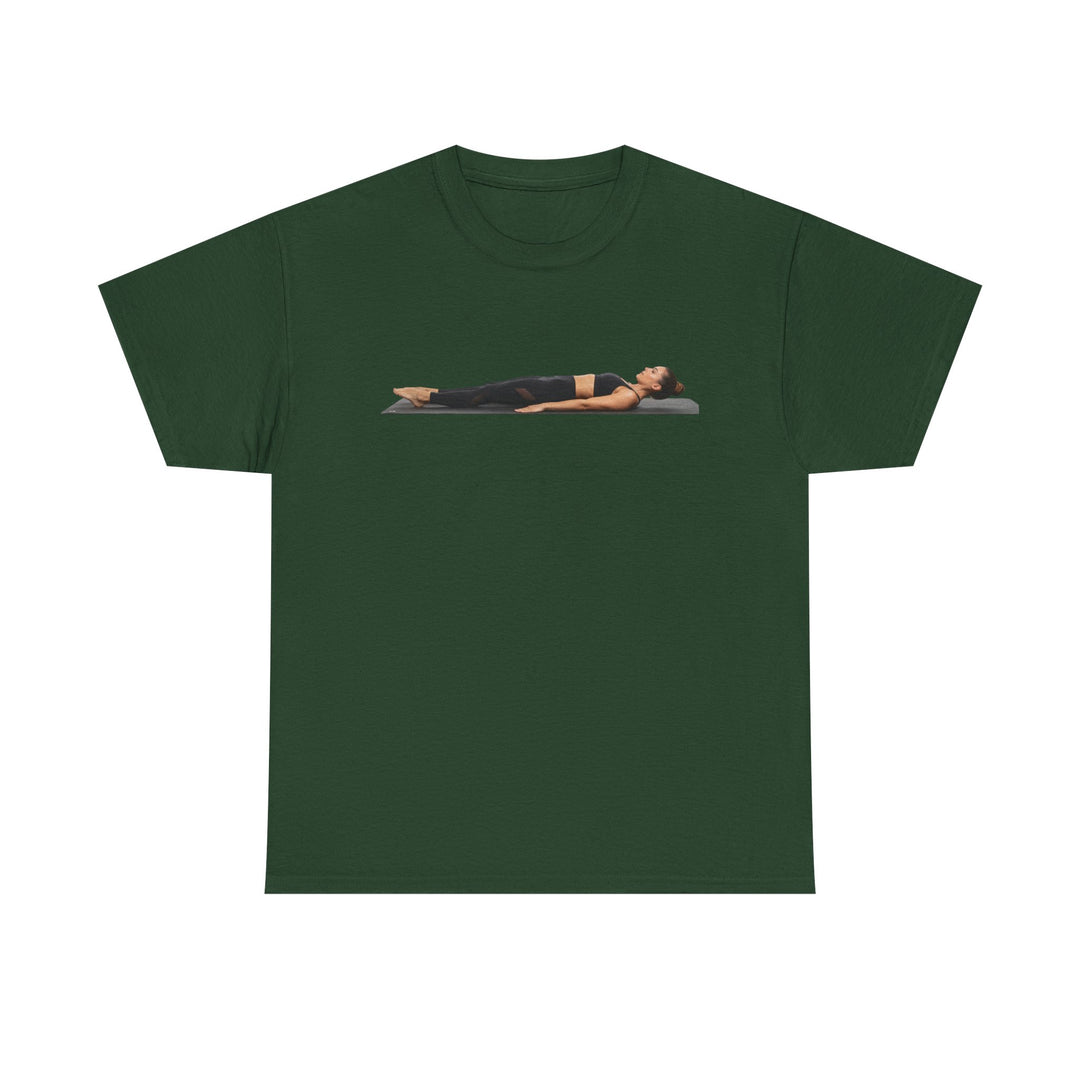 Yoga Savasana Pose Tee – soft, breathable cotton featuring the iconic Savasana pose. Perfect for yoga practice, meditation, or casual, mindful lifestyle wear.