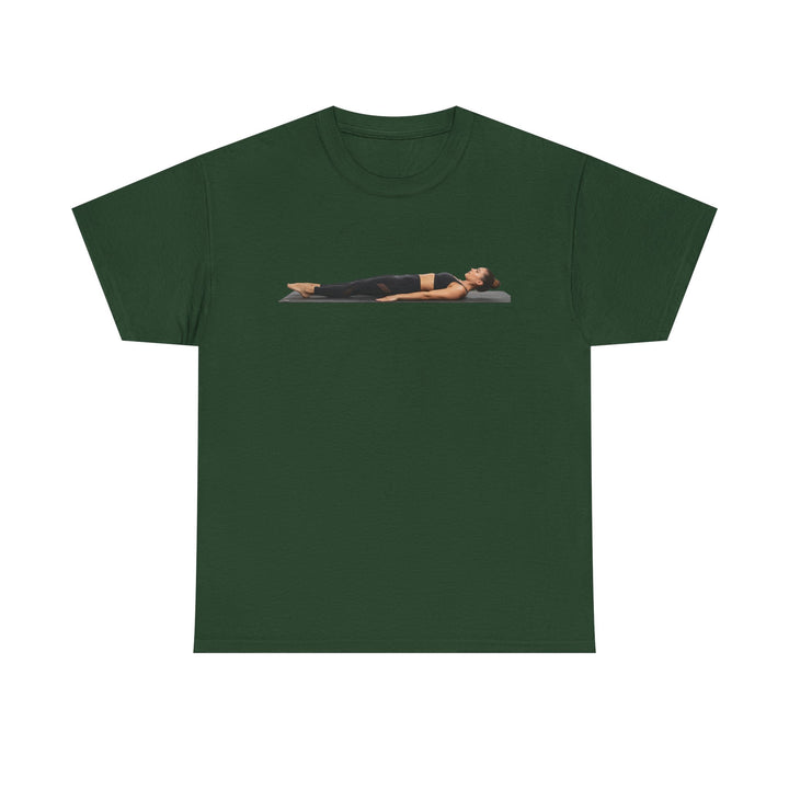 Yoga Savasana Pose Tee – soft, breathable cotton featuring the iconic Savasana pose. Perfect for yoga practice, meditation, or casual, mindful lifestyle wear.