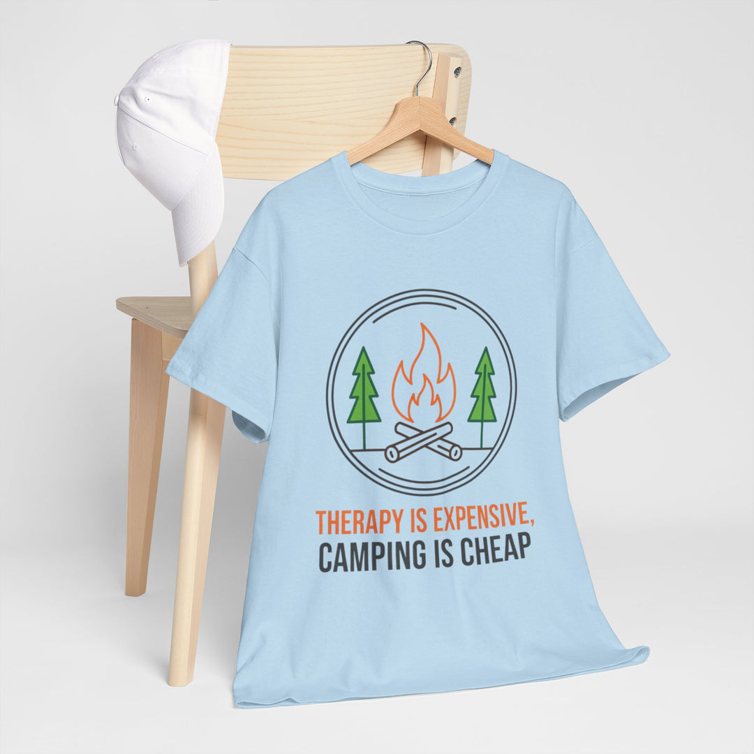Funny Camping Therapy T-Shirt — Retro Campfire Graphic Adventure Tee