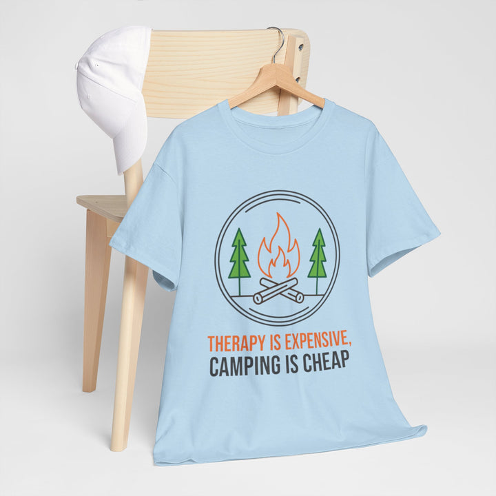 Funny Camping Therapy T-Shirt — Retro Campfire Graphic Adventure Tee