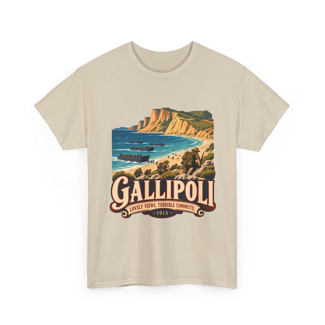 Gallipoli T-Shirt — “Lovely Views, Terrible Commute” WWI Humour Tee