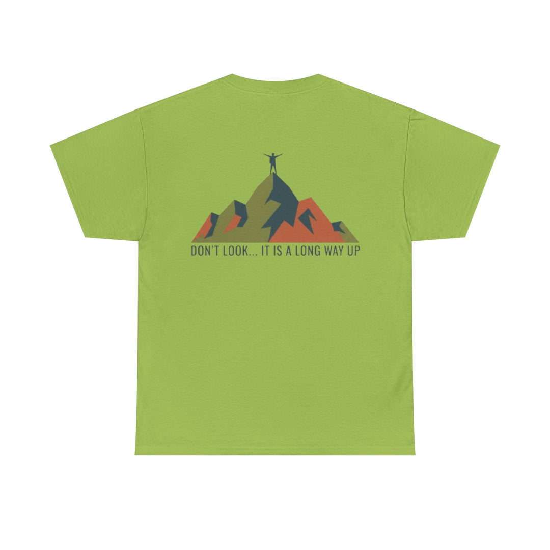 Gallus Mountains T‑Shirt — "Don’t Look… It Is A Long Way Up" Adventure Tee