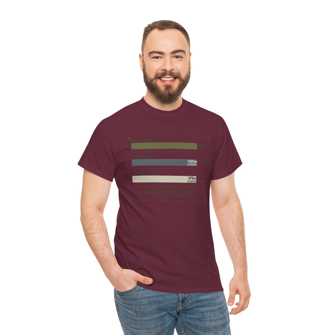 Three Peaks Challenge Graphic T-Shirt — Retro UK Mountain Hiking Tee
