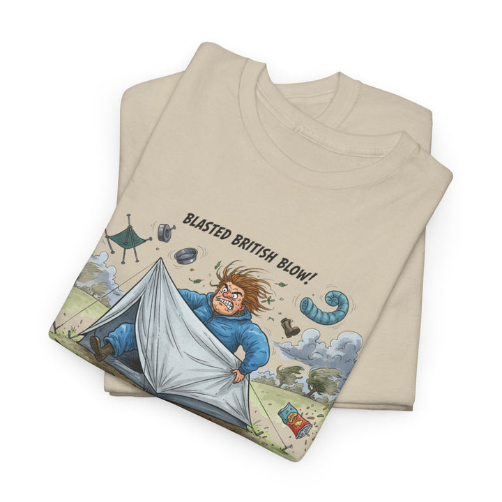 Blasted British Blow Graphic T-Shirt — Retro UK Camping Adventure Tee
