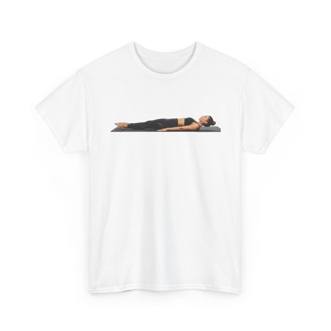 Yoga Savasana Pose Tee – soft, breathable cotton featuring the iconic Savasana pose. Perfect for yoga practice, meditation, or casual, mindful lifestyle wear.