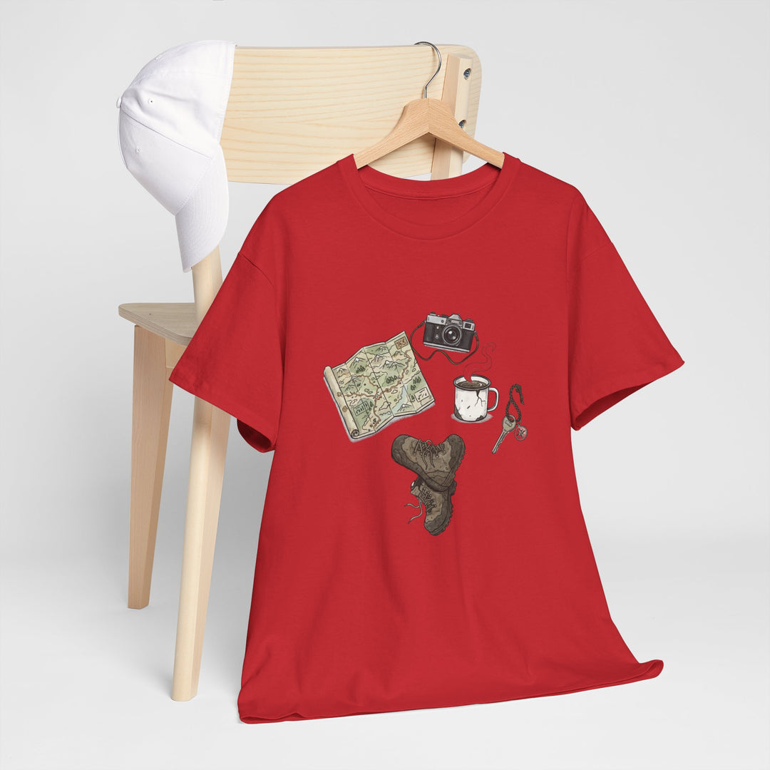 Retro Mountain Camping Gear Graphic T-Shirt - Outdoor Adventure Tee