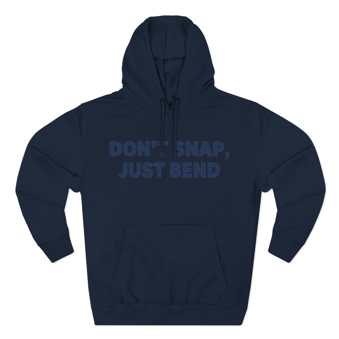 Navy blue hoodie by S&amp;W Gallus, featuring an inspirational quote and a standard kangaroo pocket.