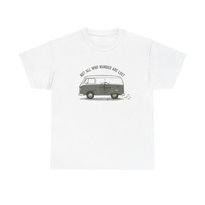Not All Who Wander Van Tee – soft, breathable cotton featuring a van-inspired design. Perfect for road trips, van life, and casual outdoor adventures.