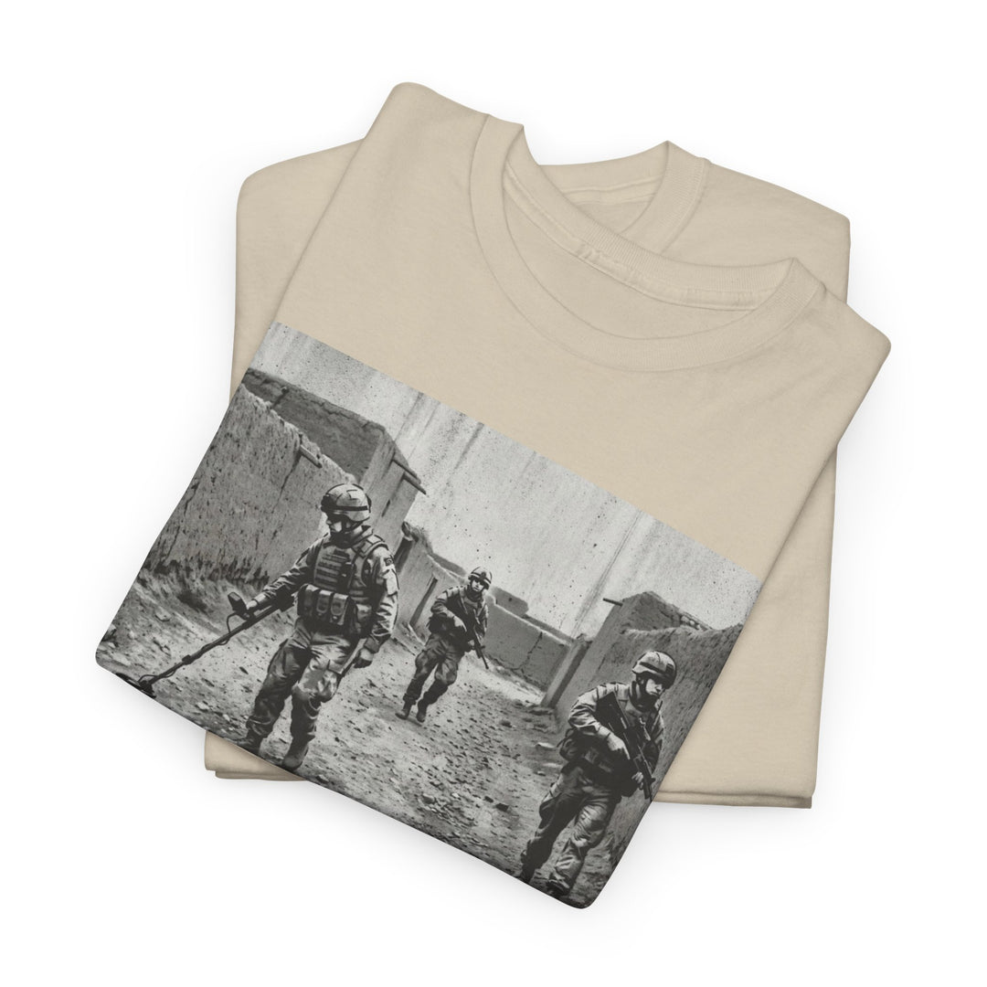 Helmand Vallon Patrol T-Shirt - Vintage Military Graphic Tee - Black &amp; White